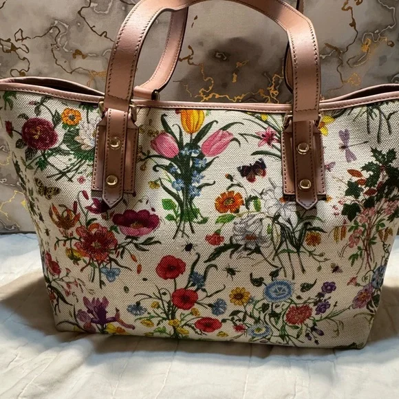 Gucci Canvas Flora Floral Jolicoeur Tote - Picture 2 of 5